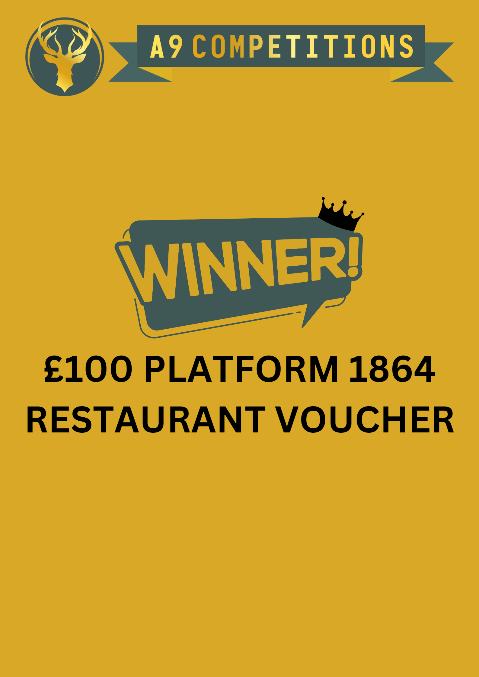 £100 Platform 1864 Restaurant Gift Voucher A9 Competitions